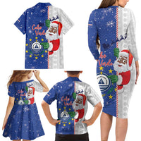 Cape Verde Christmas Family Matching Long Sleeve Bodycon Dress and Hawaiian Shirt Black Santa Felix Natal - Wonder Print Shop