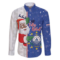 Cape Verde Christmas Family Matching Long Sleeve Bodycon Dress and Hawaiian Shirt Black Santa Felix Natal - Wonder Print Shop