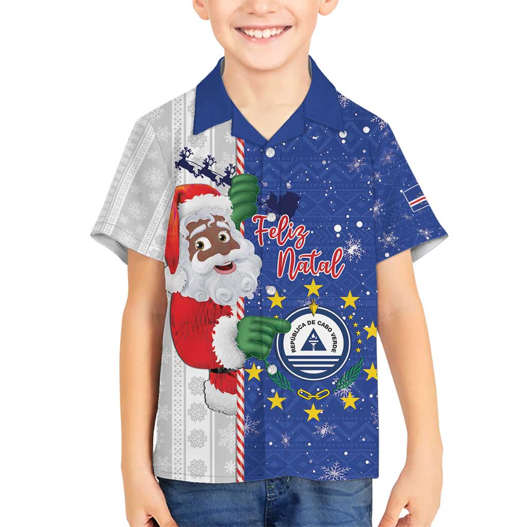 Cape Verde Christmas Family Matching Long Sleeve Bodycon Dress and Hawaiian Shirt Black Santa Felix Natal - Wonder Print Shop