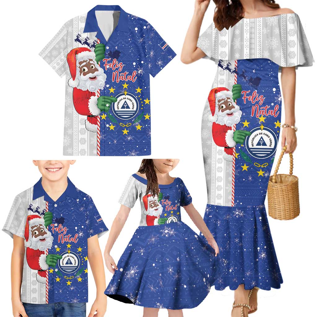 Cape Verde Christmas Family Matching Mermaid Dress and Hawaiian Shirt Black Santa Felix Natal - Wonder Print Shop