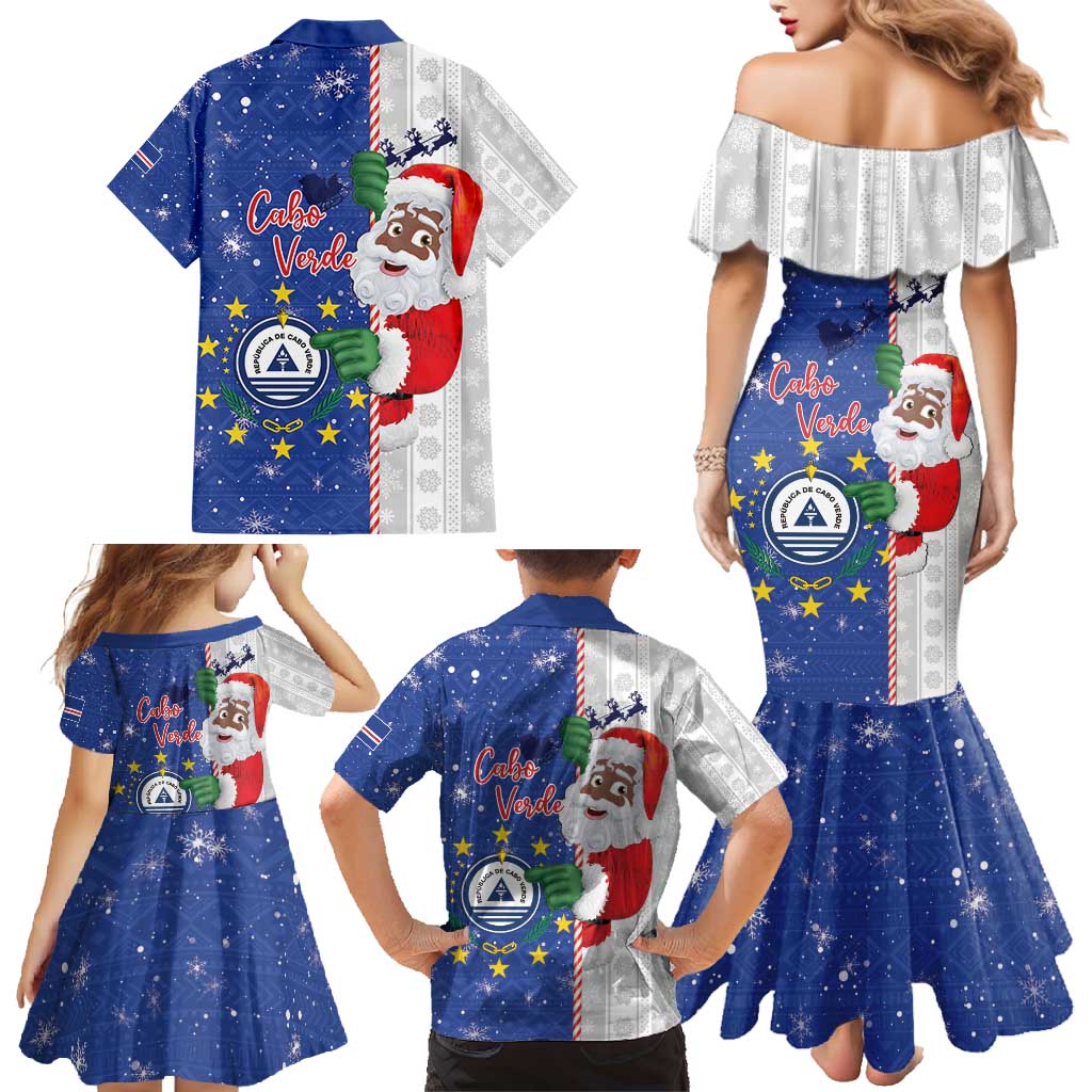 Cape Verde Christmas Family Matching Mermaid Dress and Hawaiian Shirt Black Santa Felix Natal - Wonder Print Shop