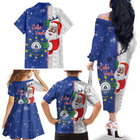 Cape Verde Christmas Family Matching Off The Shoulder Long Sleeve Dress and Hawaiian Shirt Black Santa Felix Natal - Wonder Print Shop