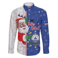 Cape Verde Christmas Family Matching Off The Shoulder Long Sleeve Dress and Hawaiian Shirt Black Santa Felix Natal - Wonder Print Shop