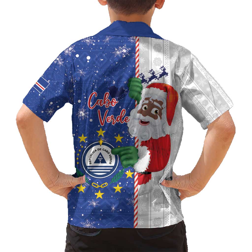 Cape Verde Christmas Family Matching Off Shoulder Maxi Dress and Hawaiian Shirt Black Santa Felix Natal - Wonder Print Shop