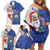 Cape Verde Christmas Family Matching Off Shoulder Short Dress and Hawaiian Shirt Black Santa Felix Natal - Wonder Print Shop