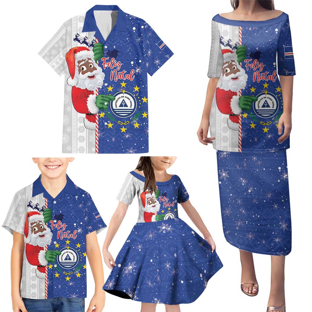 Cape Verde Christmas Family Matching Puletasi and Hawaiian Shirt Black Santa Felix Natal - Wonder Print Shop