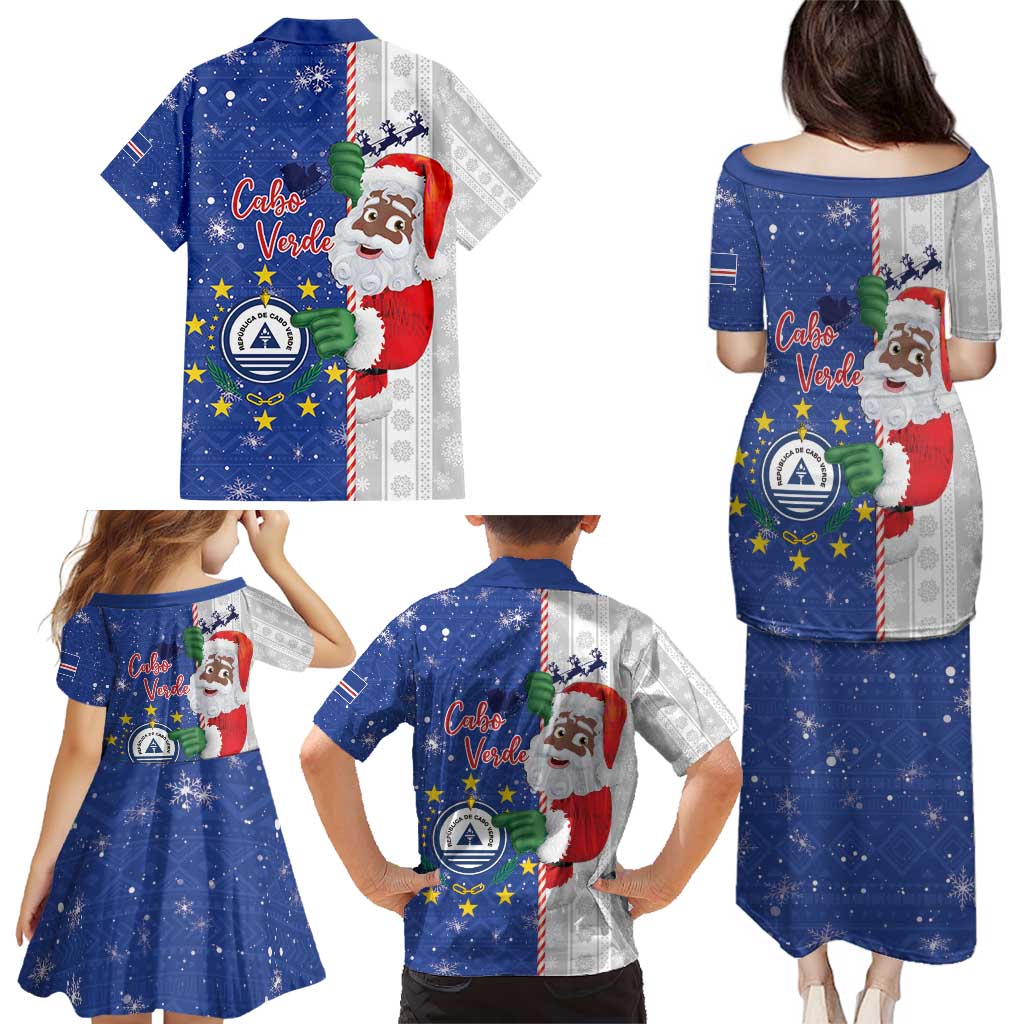 Cape Verde Christmas Family Matching Puletasi and Hawaiian Shirt Black Santa Felix Natal - Wonder Print Shop