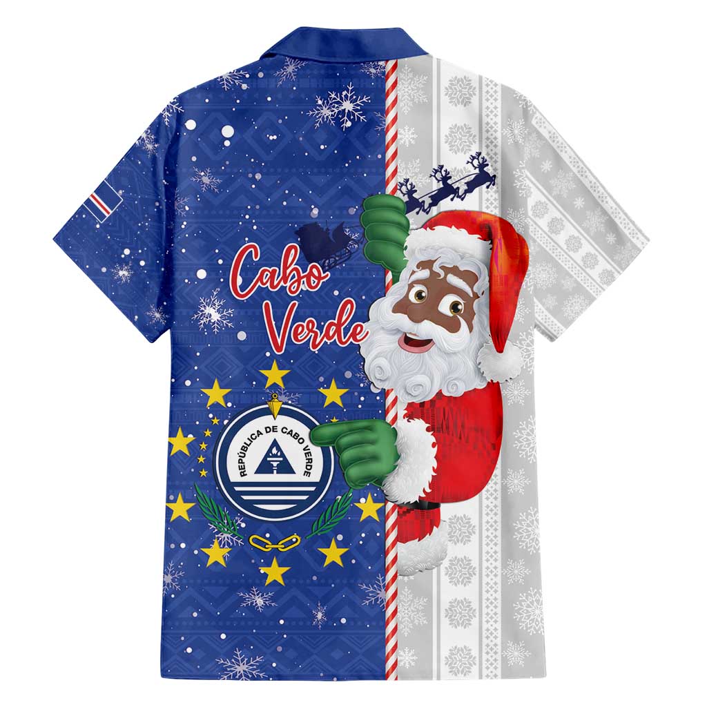 Cape Verde Christmas Family Matching Short Sleeve Bodycon Dress and Hawaiian Shirt Black Santa Felix Natal - Wonder Print Shop