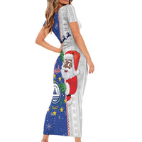 Cape Verde Christmas Family Matching Short Sleeve Bodycon Dress and Hawaiian Shirt Black Santa Felix Natal - Wonder Print Shop