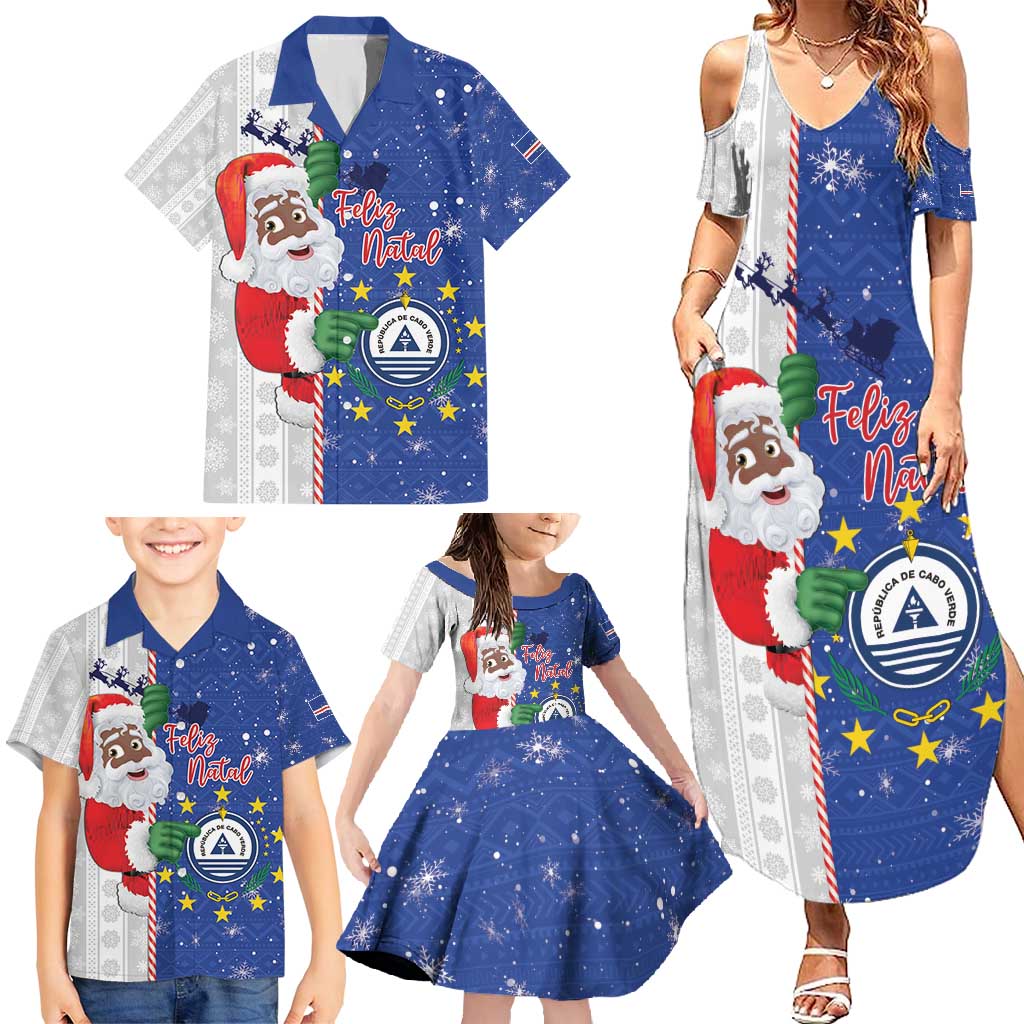 Cape Verde Christmas Family Matching Summer Maxi Dress and Hawaiian Shirt Black Santa Felix Natal - Wonder Print Shop