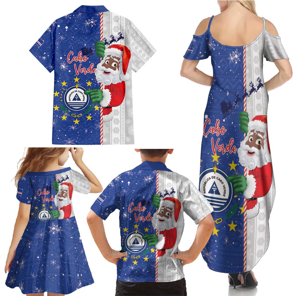 Cape Verde Christmas Family Matching Summer Maxi Dress and Hawaiian Shirt Black Santa Felix Natal - Wonder Print Shop