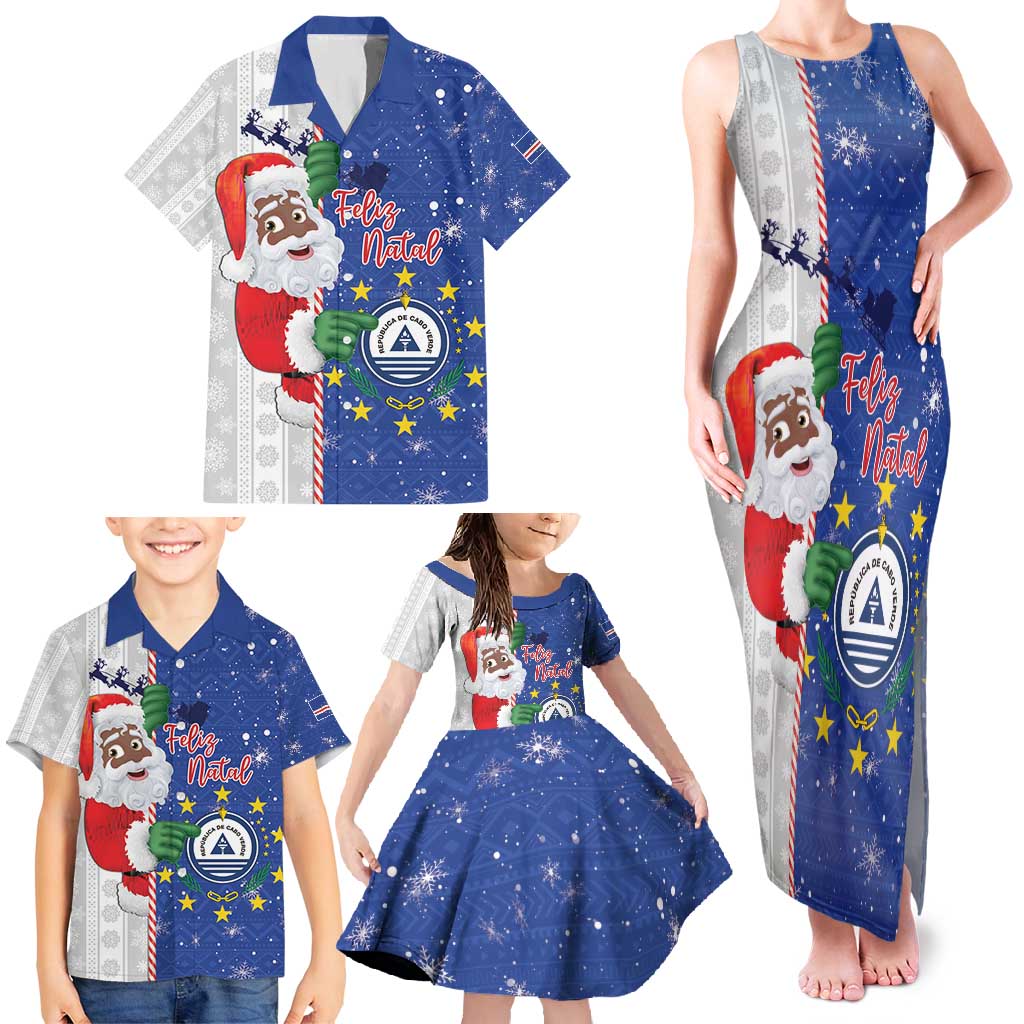 Cape Verde Christmas Family Matching Tank Maxi Dress and Hawaiian Shirt Black Santa Felix Natal - Wonder Print Shop