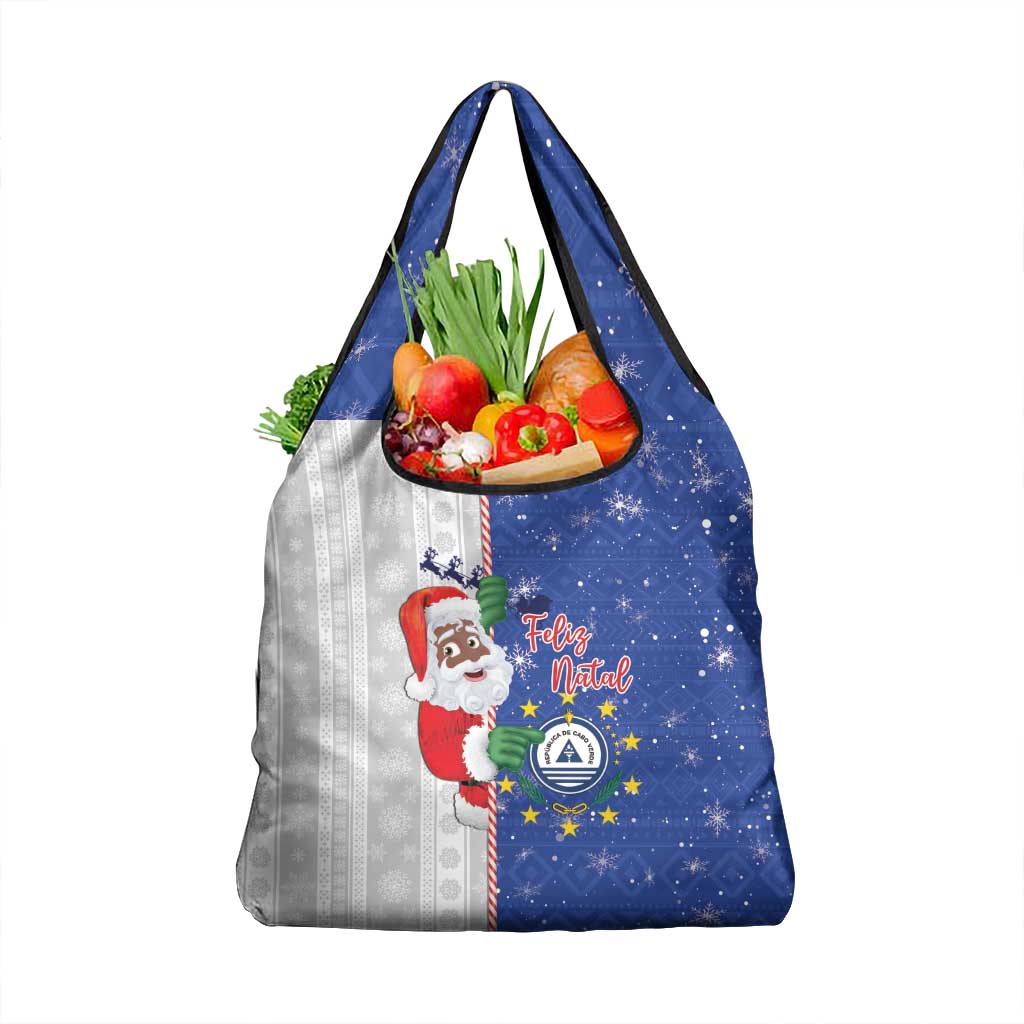 Cape Verde Christmas Grocery Bag Black Santa Felix Natal - Wonder Print Shop