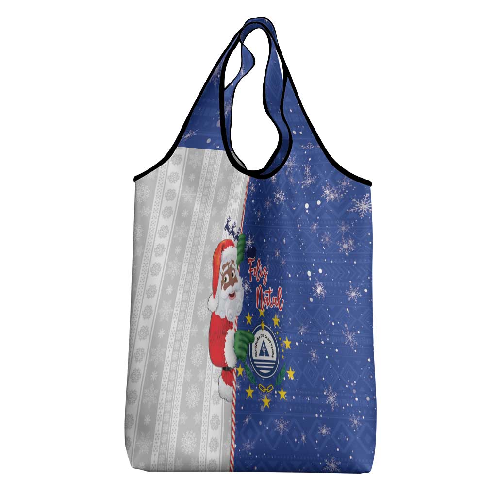 Cape Verde Christmas Grocery Bag Black Santa Felix Natal - Wonder Print Shop