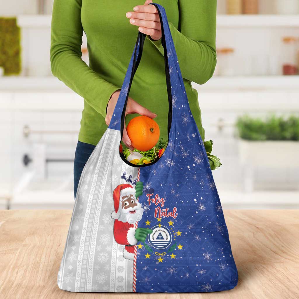 Cape Verde Christmas Grocery Bag Black Santa Felix Natal - Wonder Print Shop