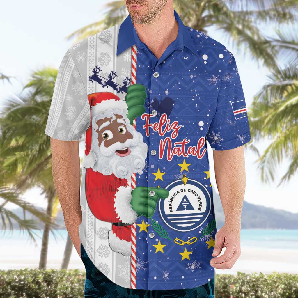 Cape Verde Christmas Hawaiian Shirt Black Santa Felix Natal - Wonder Print Shop