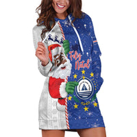 Cape Verde Christmas Hoodie Dress Black Santa Felix Natal - Wonder Print Shop
