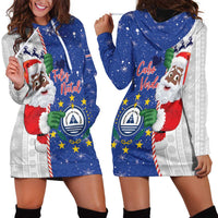 Cape Verde Christmas Hoodie Dress Black Santa Felix Natal - Wonder Print Shop