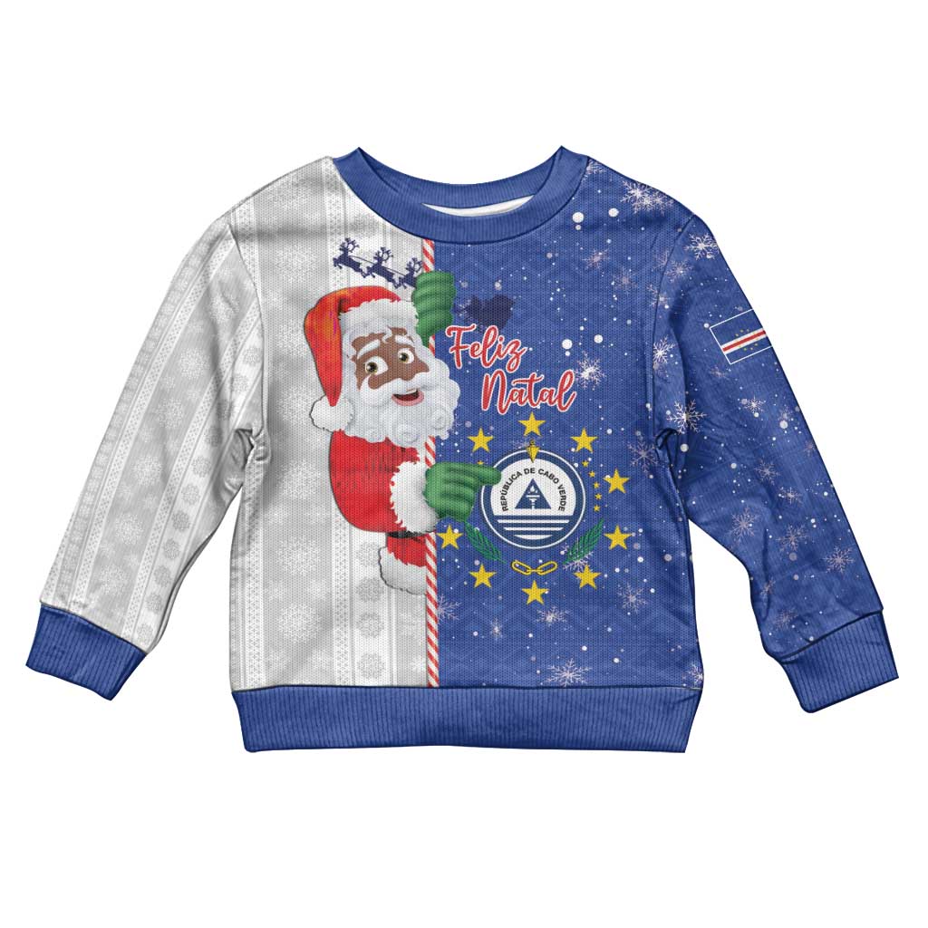 Cape Verde Christmas Kid Ugly Christmas Sweater Black Santa Felix Natal - Wonder Print Shop