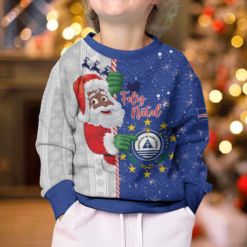 Cape Verde Christmas Kid Ugly Christmas Sweater Black Santa Felix Natal - Wonder Print Shop