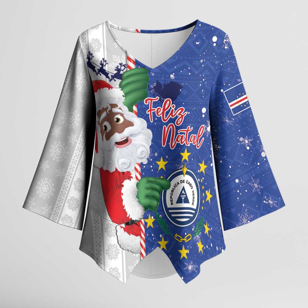 Cape Verde Christmas Kimono Sleeve Blouse Black Santa Felix Natal - Wonder Print Shop