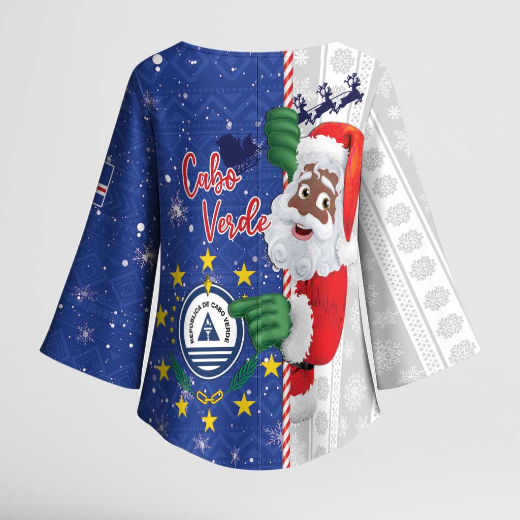 Cape Verde Christmas Kimono Sleeve Blouse Black Santa Felix Natal - Wonder Print Shop