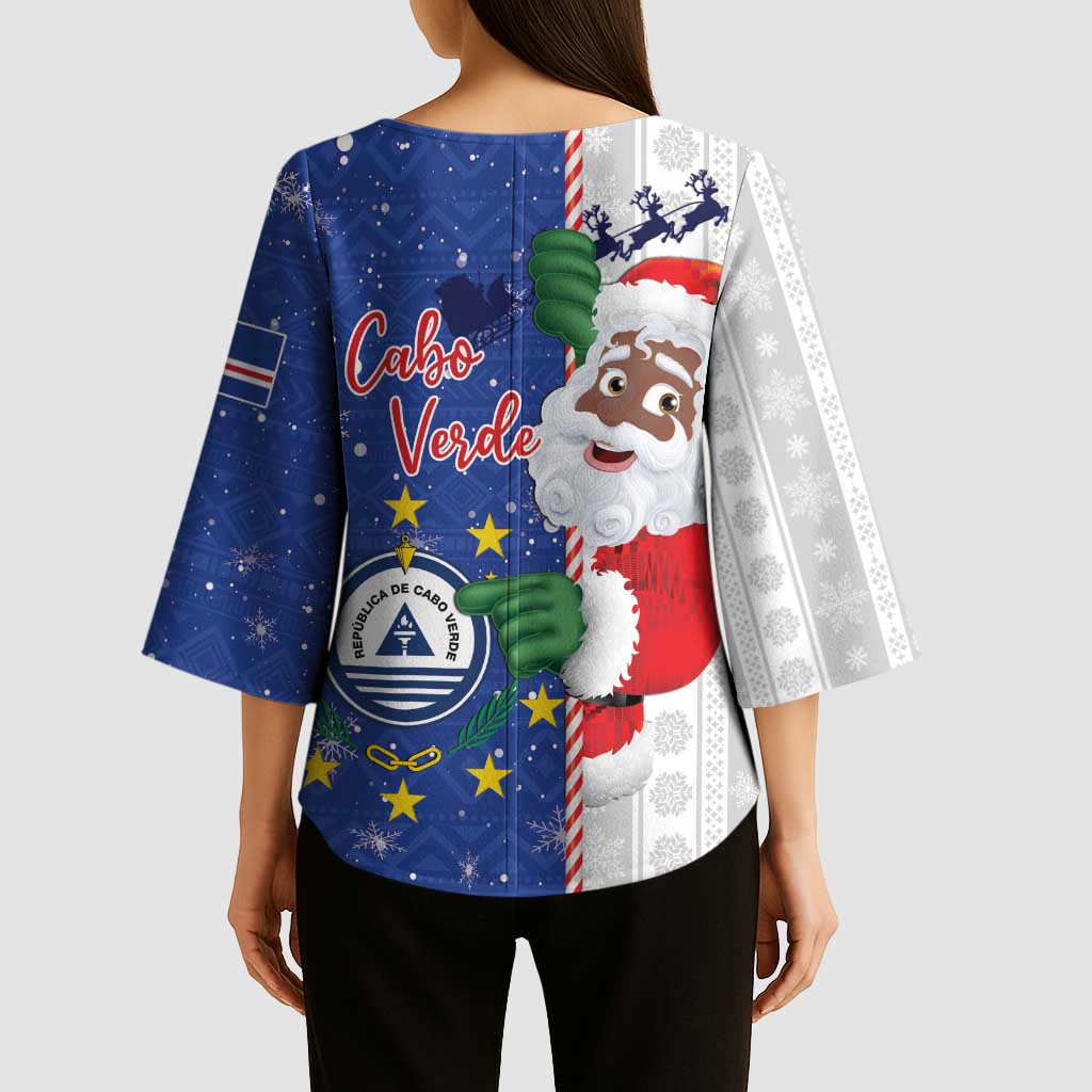 Cape Verde Christmas Kimono Sleeve Blouse Black Santa Felix Natal - Wonder Print Shop