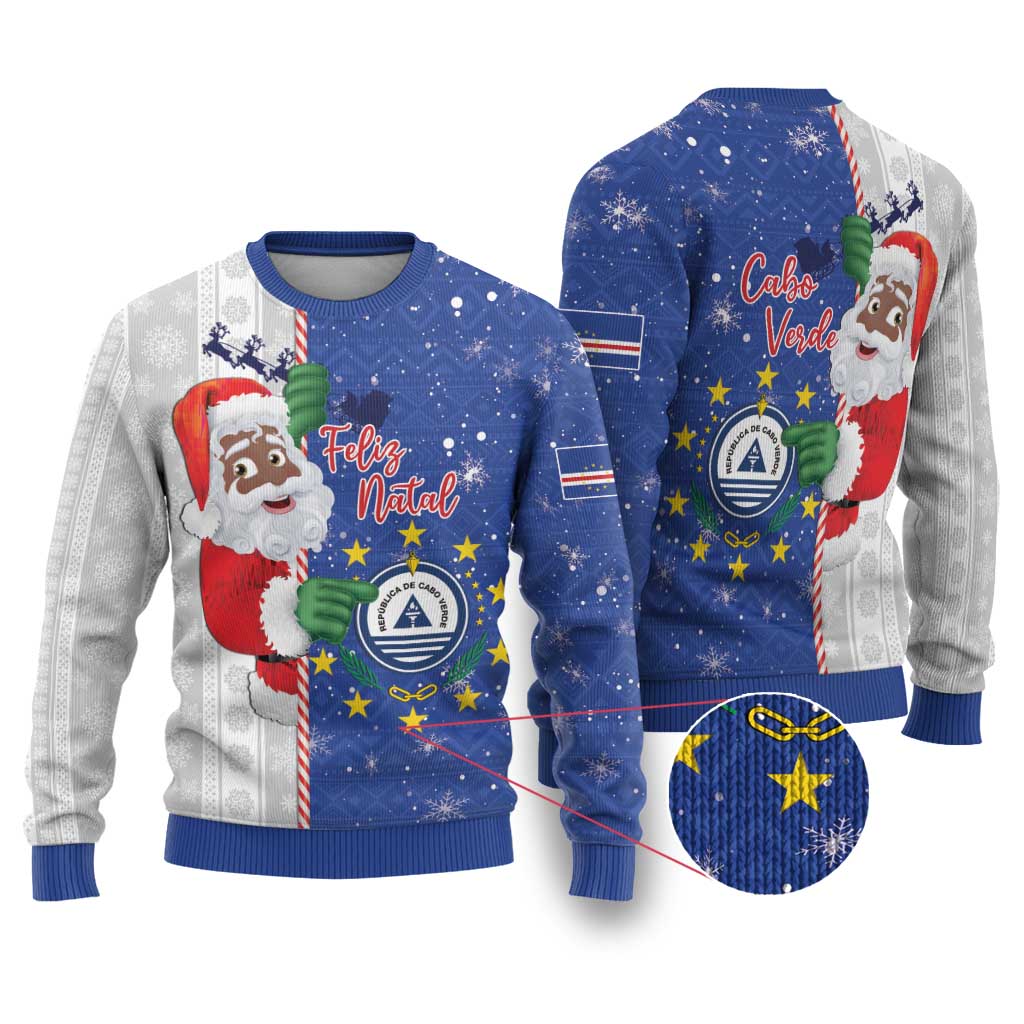 Cape Verde Christmas Ugly Christmas Sweater Black Santa Felix Natal - Wonder Print Shop