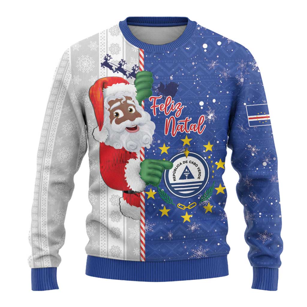 Cape Verde Christmas Ugly Christmas Sweater Black Santa Felix Natal - Wonder Print Shop