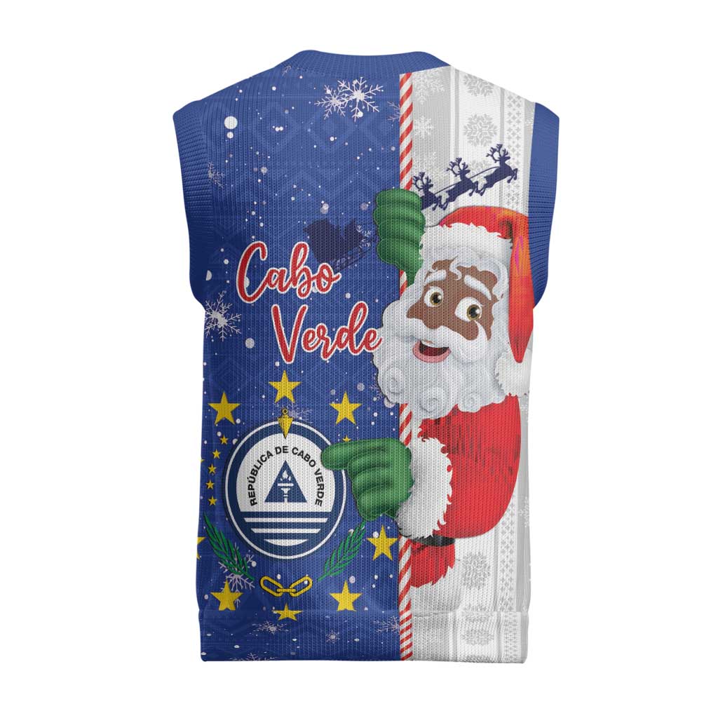 Cape Verde Christmas Knitted V-Neck Vest Black Santa Felix Natal - Wonder Print Shop