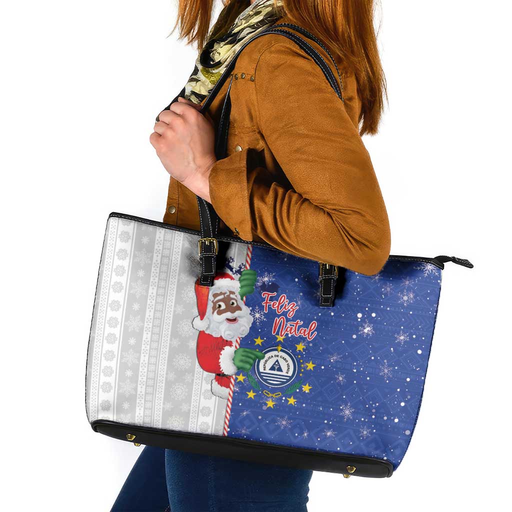 Cape Verde Christmas Leather Tote Bag Black Santa Felix Natal - Wonder Print Shop