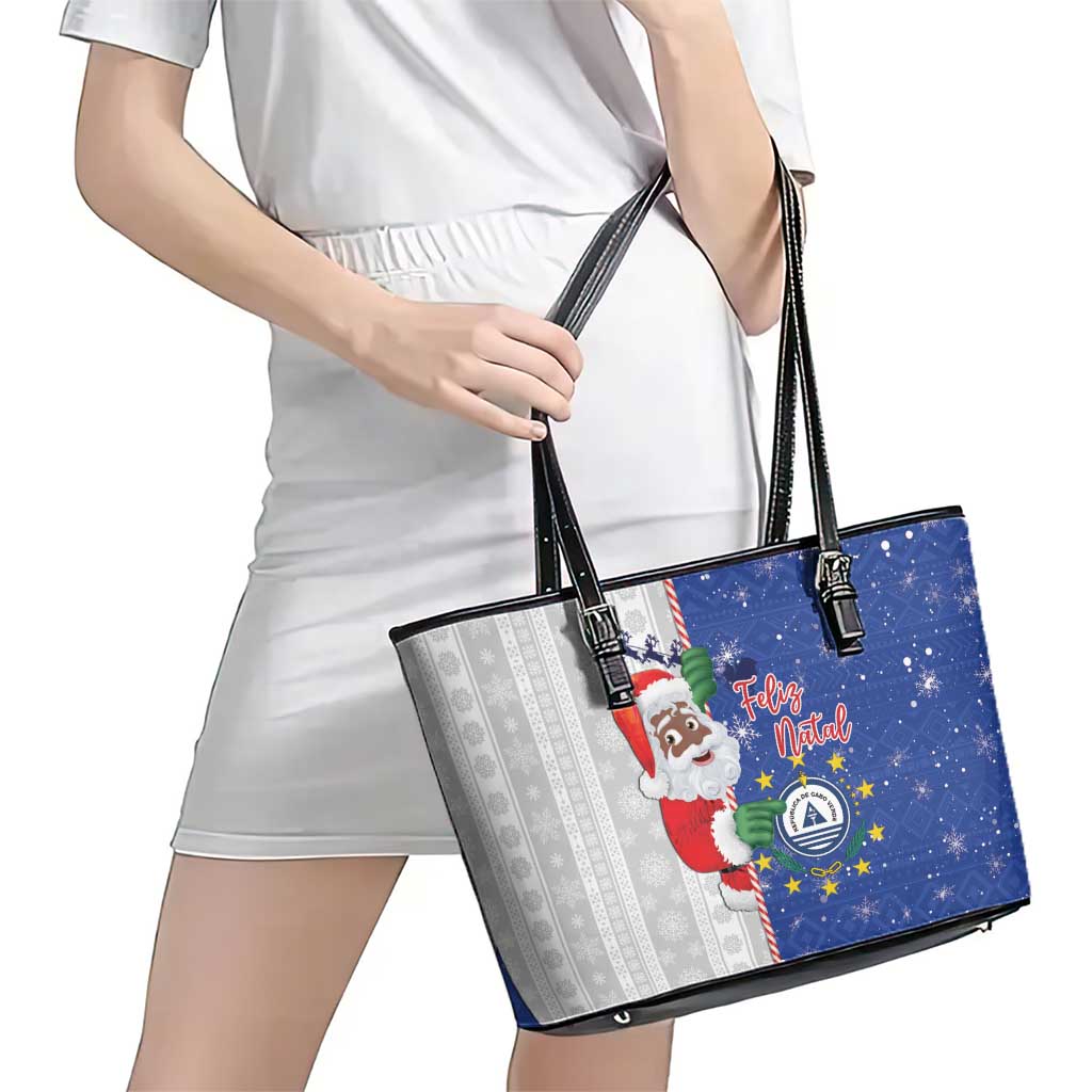 Cape Verde Christmas Leather Tote Bag Black Santa Felix Natal - Wonder Print Shop
