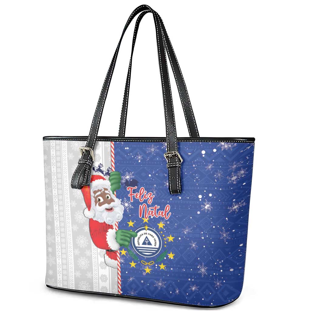 Cape Verde Christmas Leather Tote Bag Black Santa Felix Natal - Wonder Print Shop