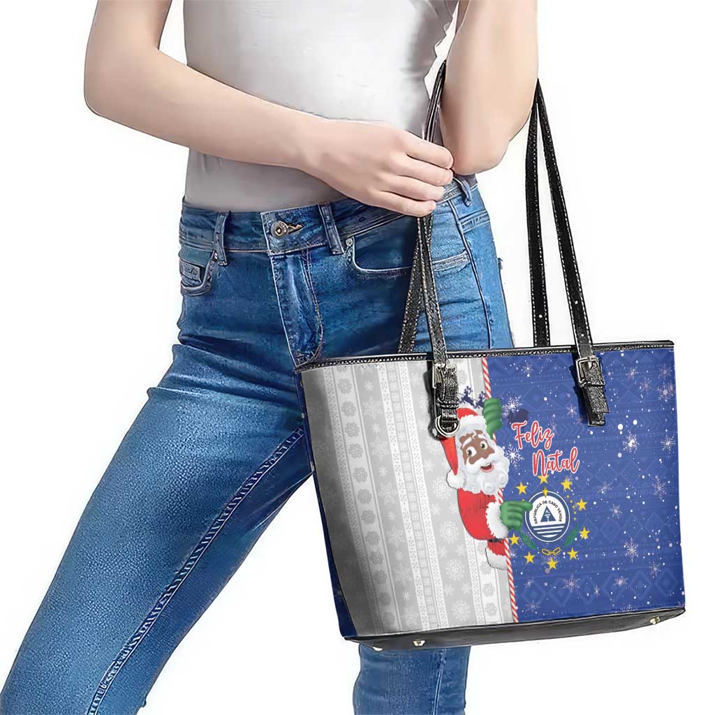 Cape Verde Christmas Leather Tote Bag Black Santa Felix Natal - Wonder Print Shop