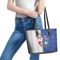Cape Verde Christmas Leather Tote Bag Black Santa Felix Natal - Wonder Print Shop