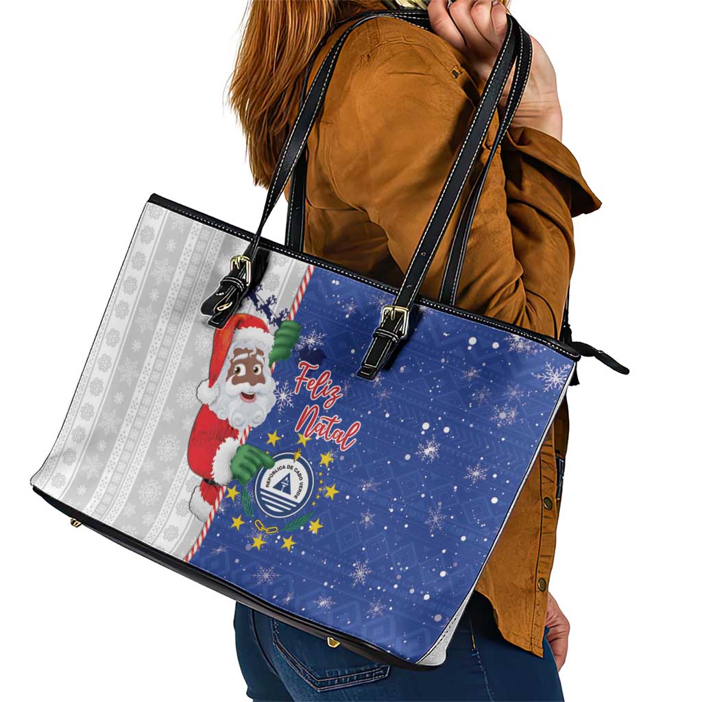Cape Verde Christmas Leather Tote Bag Black Santa Felix Natal - Wonder Print Shop