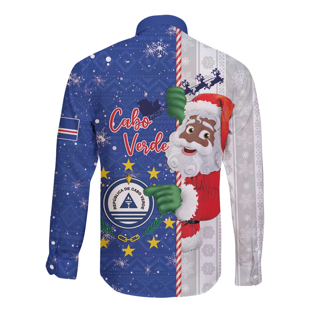 Cape Verde Christmas Long Sleeve Button Shirt Black Santa Felix Natal - Wonder Print Shop