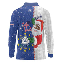 Cape Verde Christmas Long Sleeve Polo Shirt Black Santa Felix Natal - Wonder Print Shop