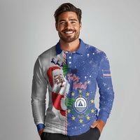 Cape Verde Christmas Long Sleeve Polo Shirt Black Santa Felix Natal - Wonder Print Shop