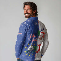 Cape Verde Christmas Long Sleeve Polo Shirt Black Santa Felix Natal - Wonder Print Shop