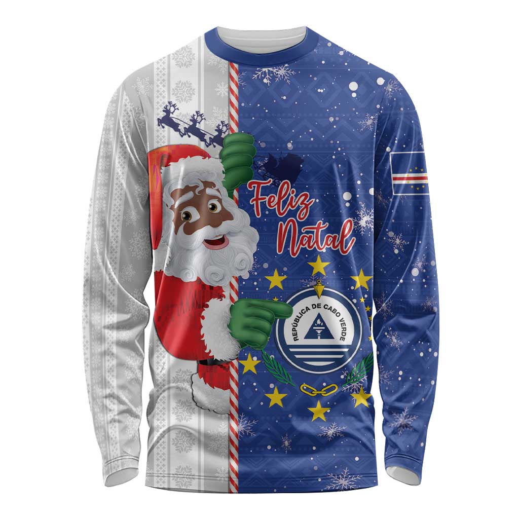 Cape Verde Christmas Long Sleeve Shirt Black Santa Felix Natal - Wonder Print Shop