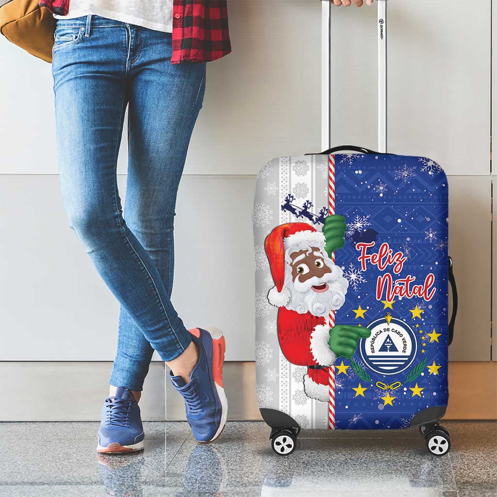 Cape Verde Christmas Luggage Cover Black Santa Felix Natal - Wonder Print Shop