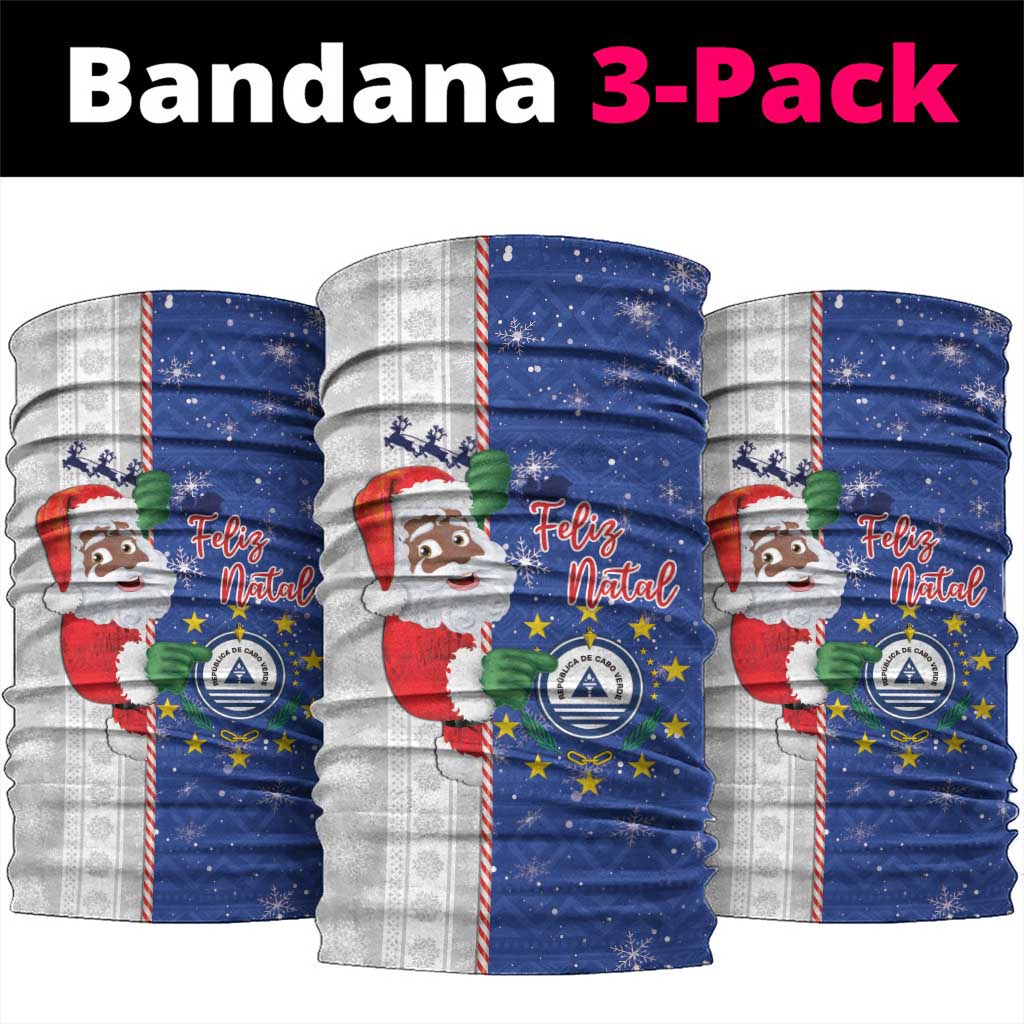 Cape Verde Christmas Neck Gaiter Black Santa Felix Natal - Wonder Print Shop