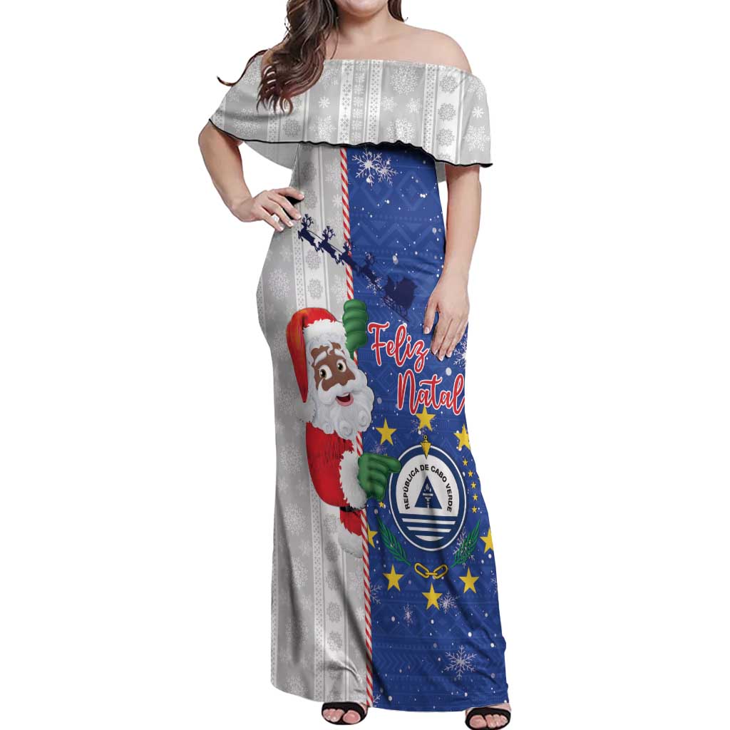 Cape Verde Christmas Off Shoulder Maxi Dress Black Santa Felix Natal - Wonder Print Shop