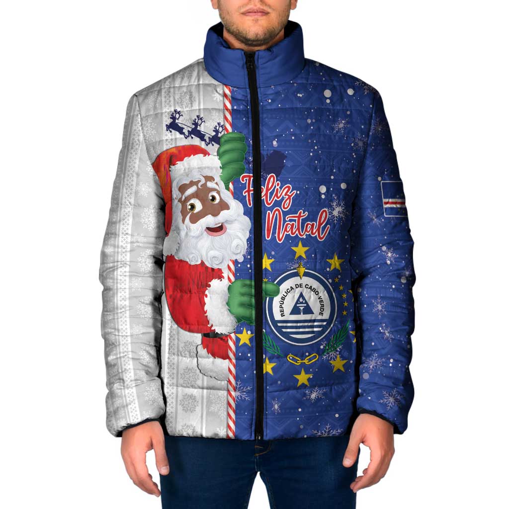 Cape Verde Christmas Padded Jacket Black Santa Felix Natal - Wonder Print Shop