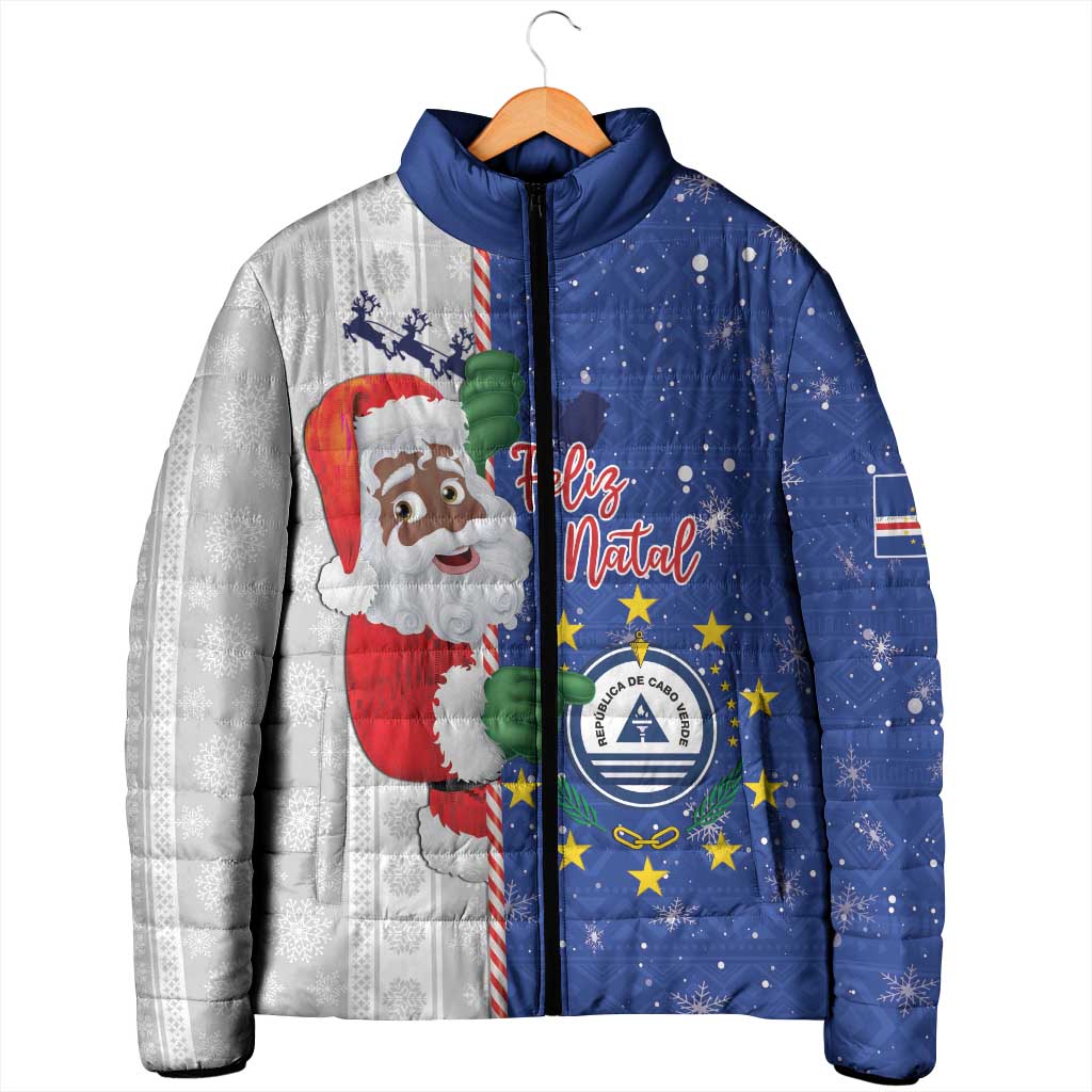 Cape Verde Christmas Padded Jacket Black Santa Felix Natal - Wonder Print Shop