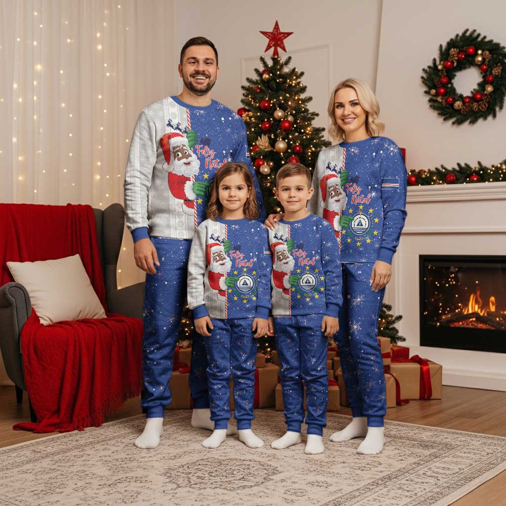Cape Verde Christmas Pajama Set Black Santa Felix Natal - Wonder Print Shop