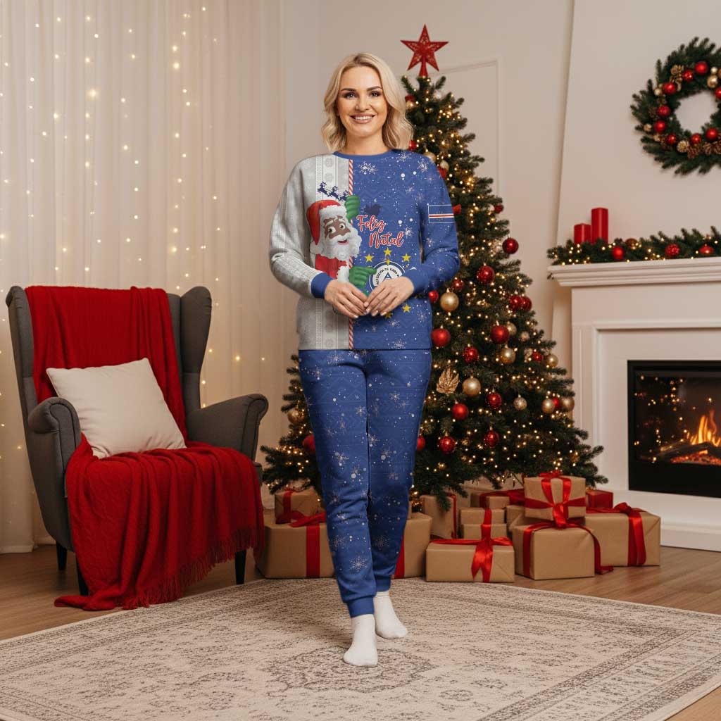 Cape Verde Christmas Pajama Set Black Santa Felix Natal - Wonder Print Shop