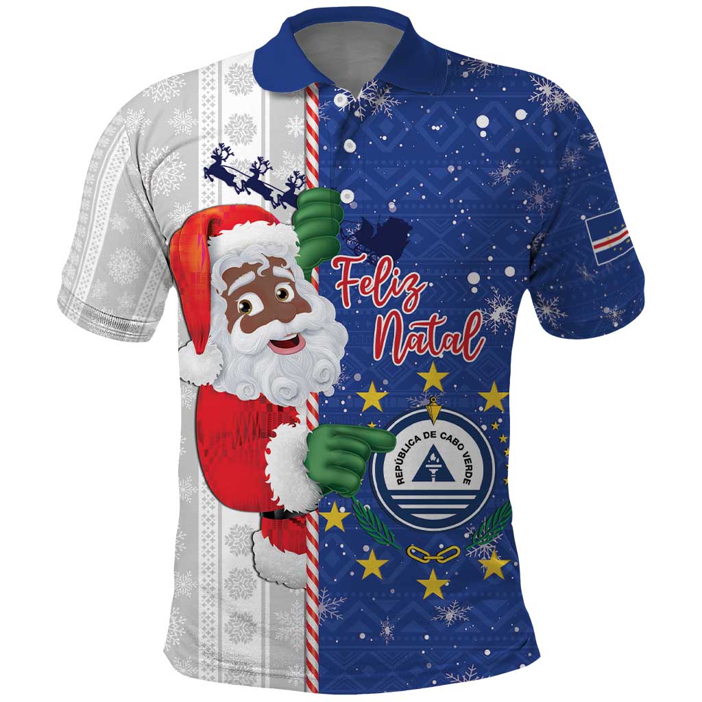 Cape Verde Christmas Polo Shirt Black Santa Felix Natal - Wonder Print Shop