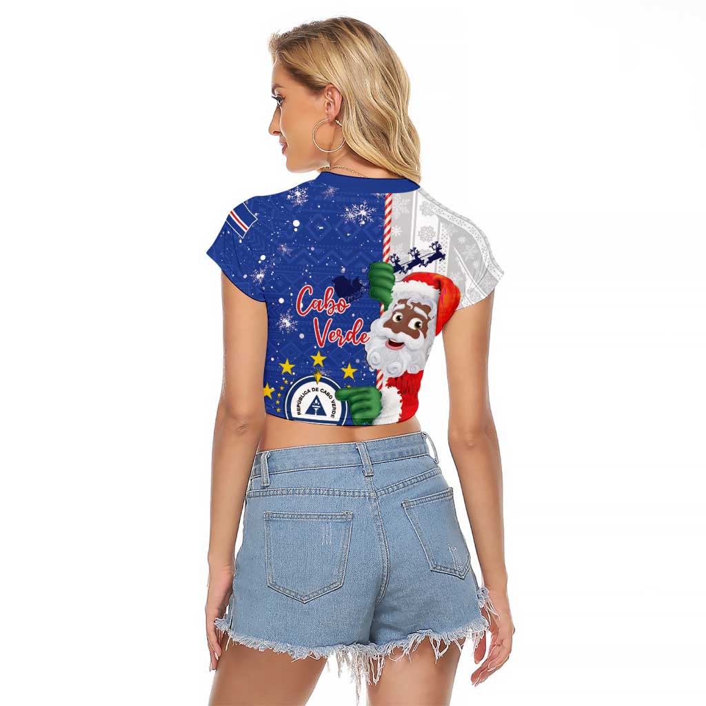 Cape Verde Christmas Raglan Cropped T Shirt Black Santa Felix Natal - Wonder Print Shop